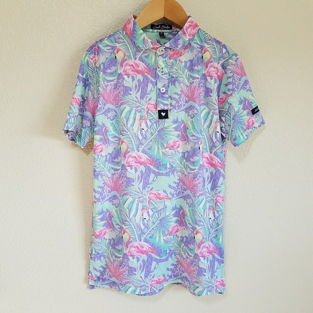 Bad Birdie Kid's Flamingo Print Polo Shirt